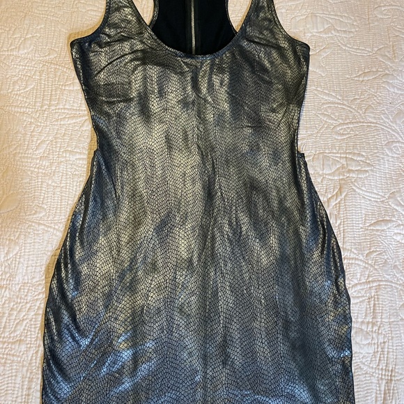 2B Bebe Metallic Snake-Print Mini Dress in Black - Picture 2 of 7